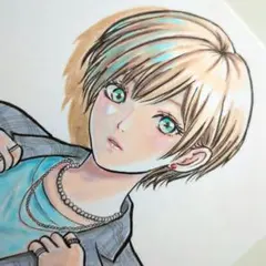 オリジナル　手描きイラスト　 アナログイラスト　原画　ハガキサイズ