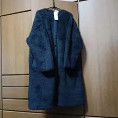 タグ付き新品 XL 黒 ユニクロ ボアフリース ノーカラー コート