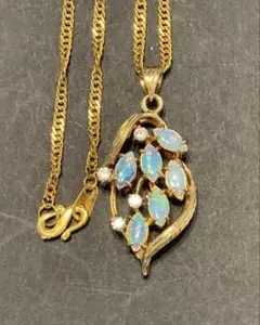 希少天然オパールペンダントネックレスヴィンテージ