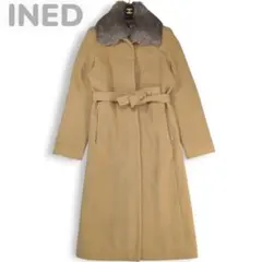 イネド✨ アンゴラ混 2 ウール ベルデットコート ラビットファー　ベージュ