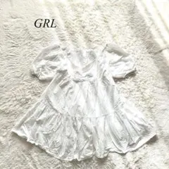 【グレイル】2wayパフスリーブミニワンピース　白　M ガーリー　ギャザー