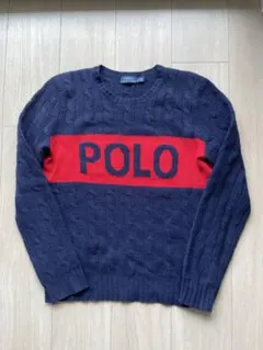 Polo Ralph Lauren ケーブルニットセーター M ネイビー/レッド