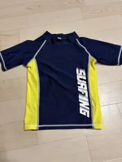 ネイビー/イエロー 半袖ラッシュガード 120