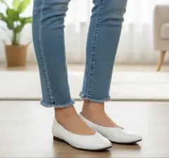 【即日発送可能】グリーンレーベル パンプス 23.5cm 白 フラット