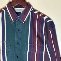 ラングラーシャツWranglerストライプ90sマルチカラーXLビッグシルエット