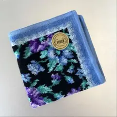 新品フェイラータオルハンカチブルー系フラワー