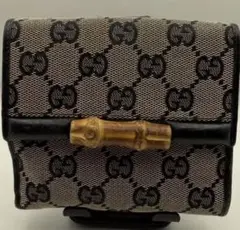 GUCCI グッチ バンブー GGキャンバス 二つ折り財布 ブラック