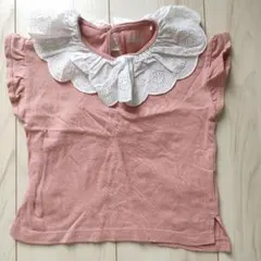【美品】フリル襟付き　ピンク　Tシャツ 90サイズ