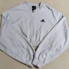 adidas グレー クロップドジャケット　スウェット