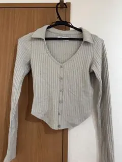 [Hollister]リブ編み クロップドカーディガン