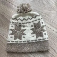 新品未使用☆無印良品　MUJI ベビー　ニット帽　キッズ　ベージュ　ポンポン