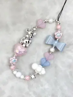 ビーズストラップ スマホストラップ 携帯ストラップ ʕ•̀ω•́ʔ✧