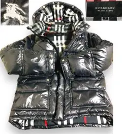 BURBERRY ブラックレーベル ジャケット 3way チェック フード 黒