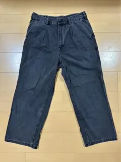 GU ジーユー　デニムバギースラックス　　ブラック　黒