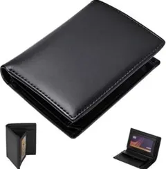 財布 メンズ 2つ折り大容量 RFIDスキミング防止 ブラック