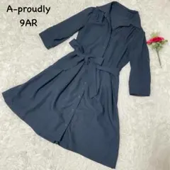 【A-proudly】M シャツワンピース　ウエストリボン付き　ガーリー