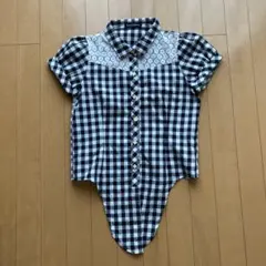 チェックシャツ　半袖　M