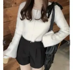 【GRL】フェザーニットダブルジップショート丈トップス[kz442]