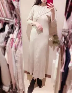 snidel♡アシメワイドリブニットワンピース