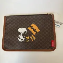 スヌーピー スクエアポーチ ブラウン