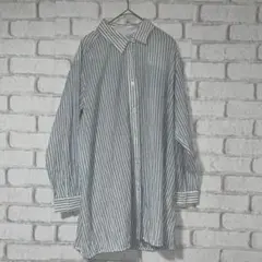 良品★ehka sopo オーバーサイズシャツ ストライブ グレー F