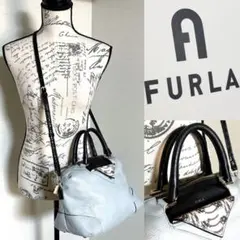 FURLA トライアングル パイソン デザイン 2way 本革 レザーバッグ