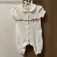 ホワイトロンパース フリル付き襟 60-70