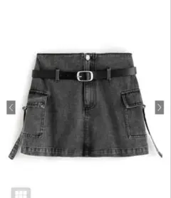 ベルトインパン裏地付きカーゴデニムミニスカート[nh113] Lサイズ