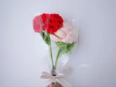 枯れない花 毛糸の花束 かぎ編み フラワーブーケ カーネーション 母の日ギフト