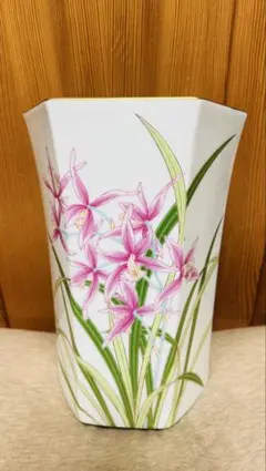 香蘭社 八角形 花瓶 ピンク花柄のサムネイル