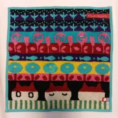 Atsuko Matano 猫と花のタオルハンカチ 新品タグ付き