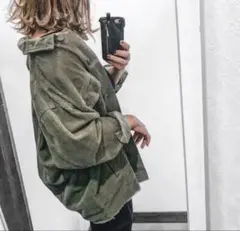 ZARA オリーブグリーンコーデュロイ ミリタリージャケット
