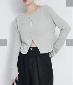 新品　kastane カットアウトリブカットソー