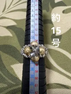 花モチーフリング 金色と銀色 約15号