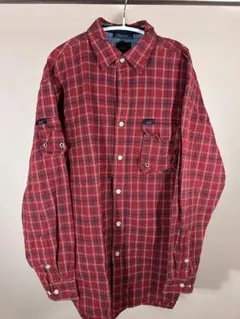 TOMMY JEANS 赤 チェック柄 長袖ネルシャツ