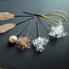 【感謝価格】髪飾り❤ドライフラワー　結婚式・卒業式・前撮り・ゴールド・和玉・水引