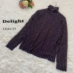【Delight】カットソー シアー シフォン 総柄ストレッチ　パープルブラウン