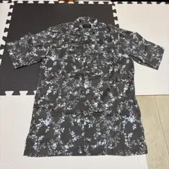 ナノユニバース GUY ROVER 半袖シャツ フラワープリント ブラウン