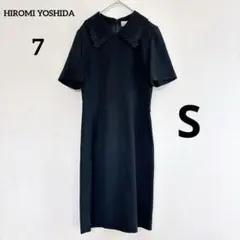 【HIROMI YOSHIDA】高級✨フォーマルロングワンピース 襟刺繍 黒 7