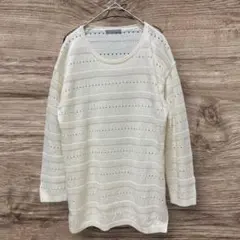 美品 セオリーリュクス 23SS ニット コットン リネン 38 M アイボリー