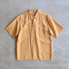 LES LESTON レスレストン オレンジ リネン プルオーバー 半袖シャツ 