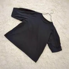 GeeRA 五分袖　Tシャツ　カットソー　袖ボタン　LLサイズ　ブラック