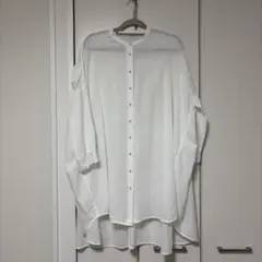 Samansa Mos2ホワイト 長袖シャツ ボタン付き レース装飾