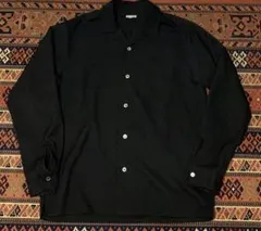 美品 スティーブンアラン オープンカラーシャツ ブラック 無地 ソリッド