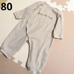 【80】西松屋　ロンパース　ベージュ　長袖