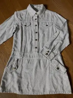 ストライプ デニム風シャツ ．ワンピース風　厚手 ✨️