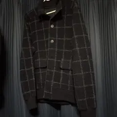 ウール混紡 ブラック系チェックジャケット