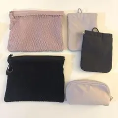 無印良品ポーチまとめ売り＊ポリエステルダブルファスナーケース Ｍ他