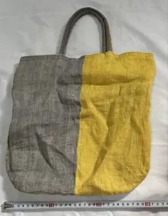 グレーとイエローのトートバッグ　日本製