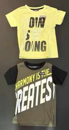 【美品】キッズTシャツ2枚セット 110 男の子 夏服 ロゴT 名札通し付き